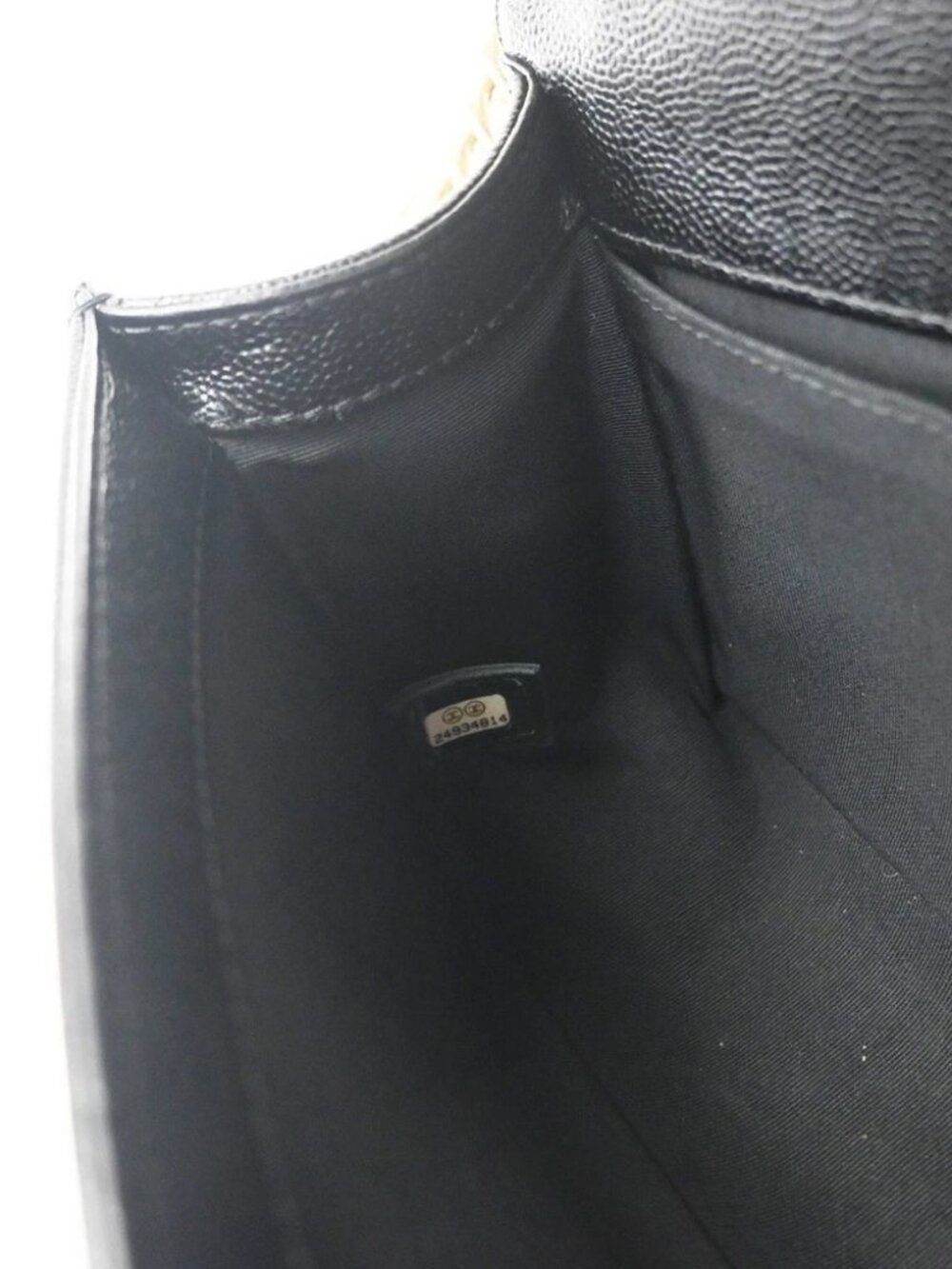 CHANEL CC Logo Boy Chain Shoulder Bag Grained Calfskin Leather Black - Picture 12 of 16